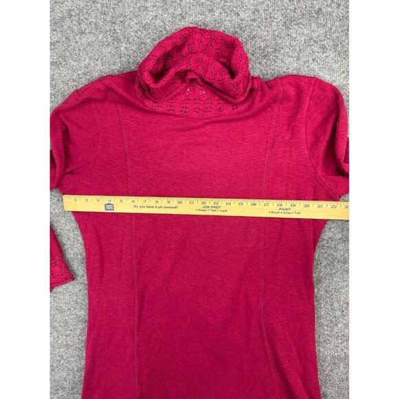 Aventura Sweater Women's XL Pink Crochet Trim Long Sleeve Turtleneck Pockets - Picture 3 of 7